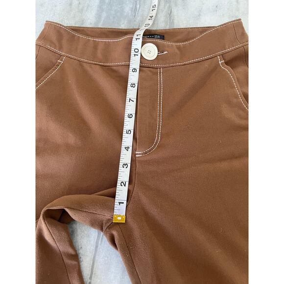 Zara Woman- Brown Wide Leg Ankle Pants Size XS - Picture 7 of 10